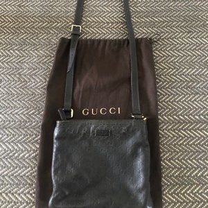 Gucci Guccissima Brown Leather Logo Crossbody Bag
